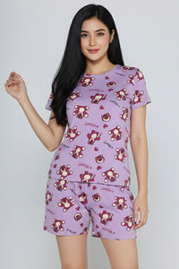 Zivame Toy Story Knit Cotton Sleep Short Set - Orchid Bloom — thumbnail 2